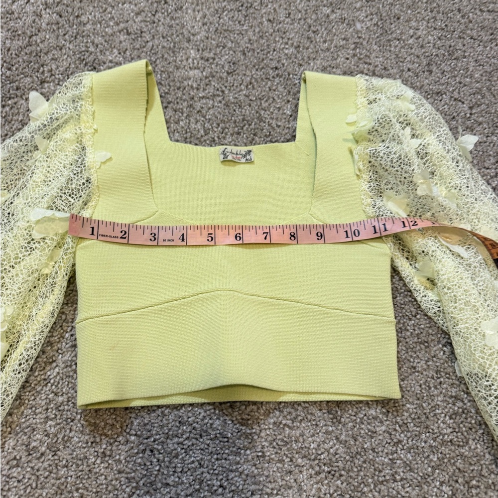 Free People Flutter By Longsleeve Mesh Crop Top XS - Picture 3 of 5